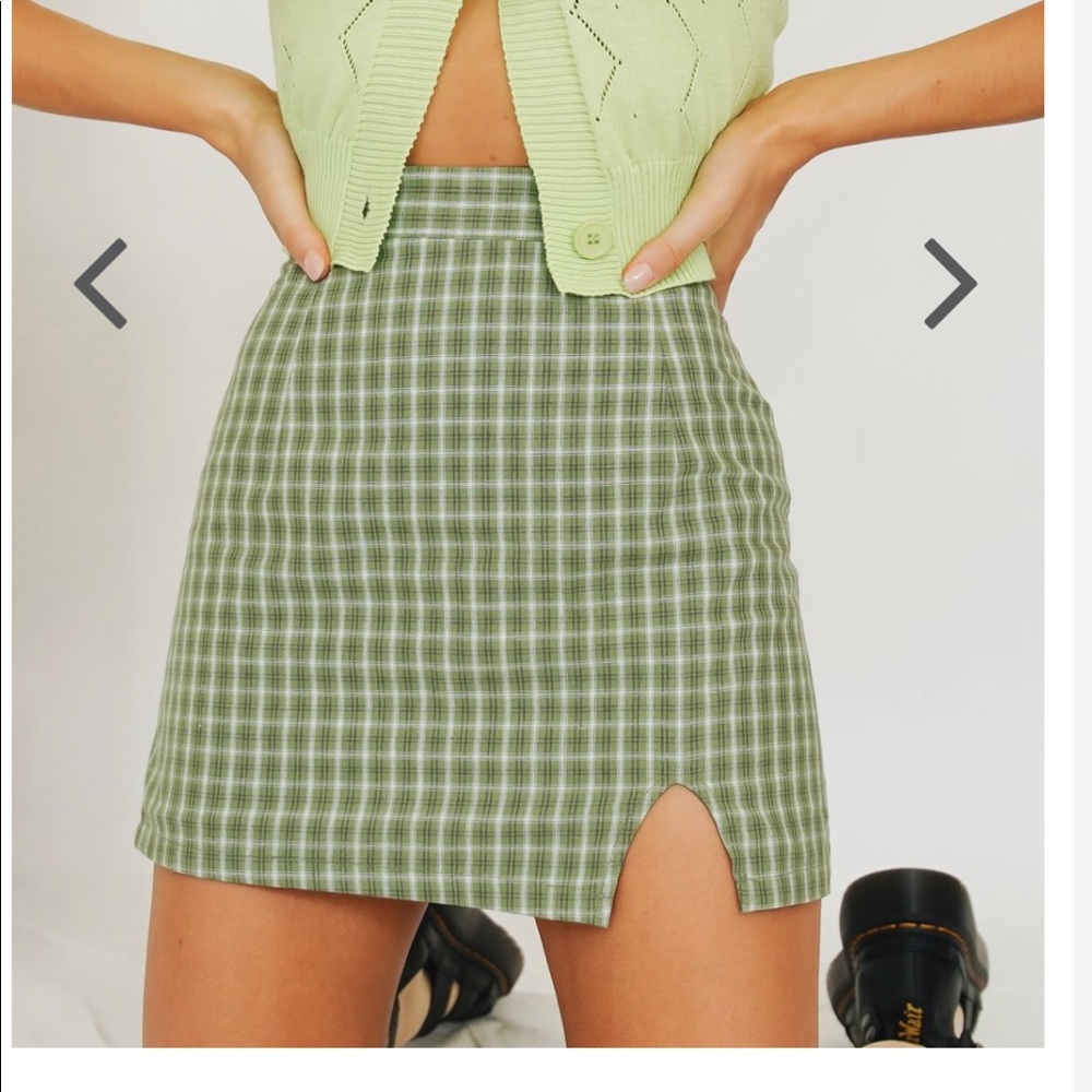 Verge Girl Green Checked Mini Skirt